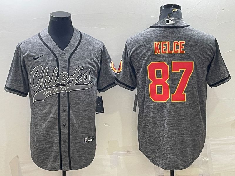 Men Kansas City Chiefs #87 Kelce Grey hemp ash 2022 Nike Co branded NFL Jersey
